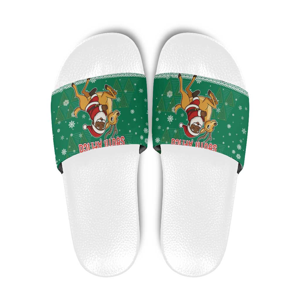 South Africa Christmas Slide Sandals Santa Reindeer and Africa Map TS04