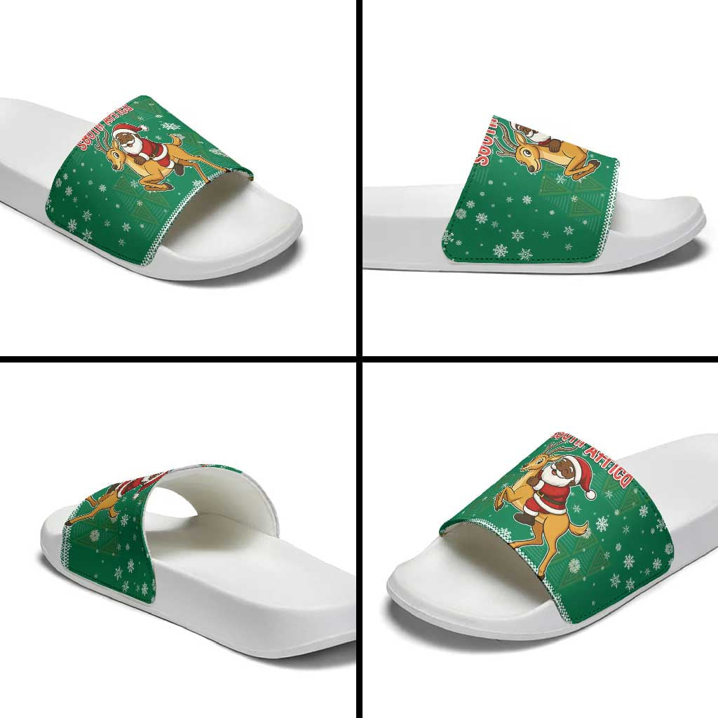 South Africa Christmas Slide Sandals Santa Reindeer and Africa Map TS04
