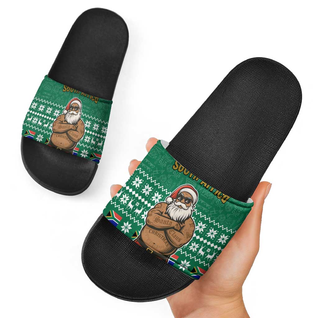 South Africa Christmas Slide Sandals Christmas Santa Claus Tattoo TS04