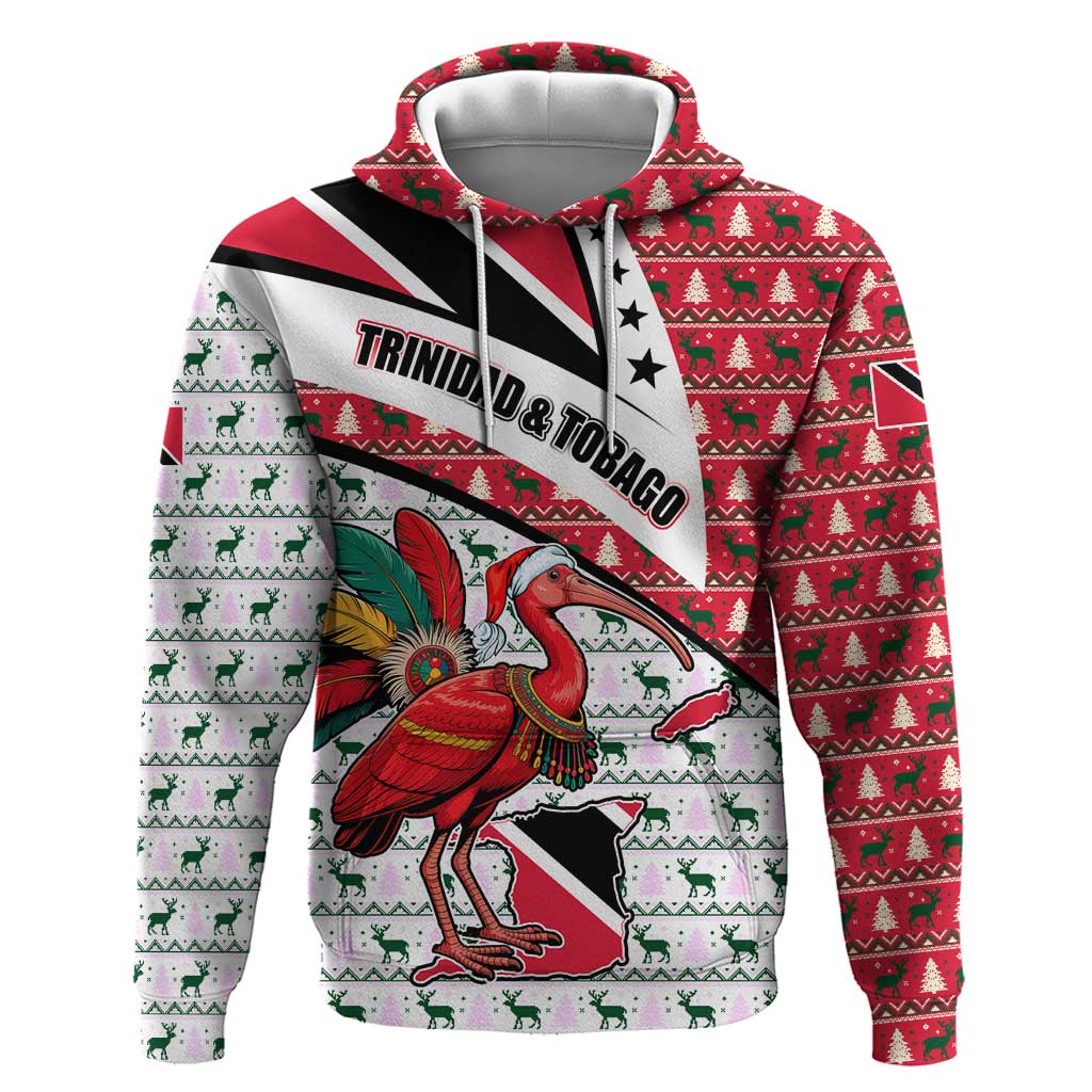 Trinidad and Tobago Christmas Hoodie Christmas Bird Santa and Reindeer Design TS04