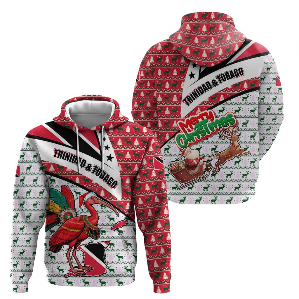 Trinidad and Tobago Christmas Hoodie Christmas Bird Santa and Reindeer Design TS04