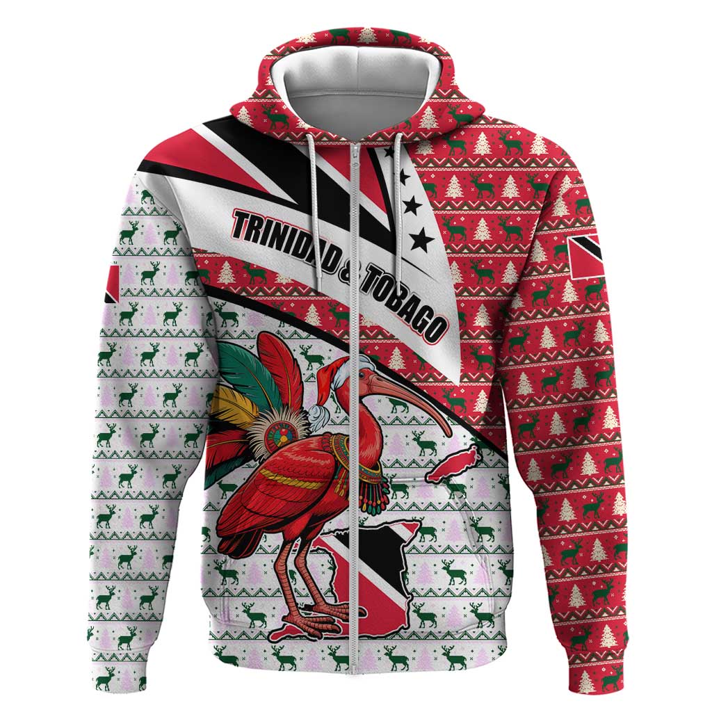 Trinidad and Tobago Christmas Hoodie Christmas Bird Santa and Reindeer Design TS04