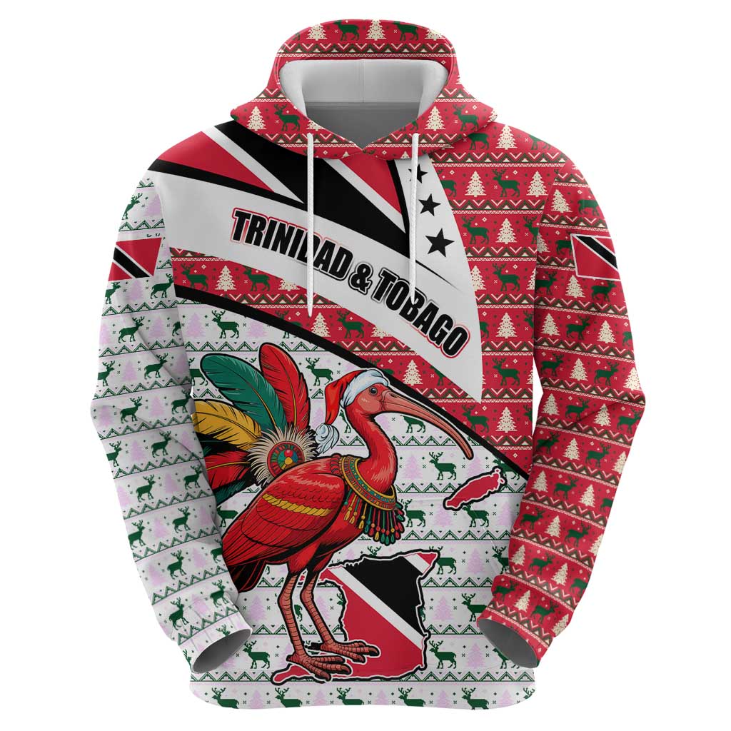 Trinidad and Tobago Christmas Hoodie Christmas Bird Santa and Reindeer Design TS04