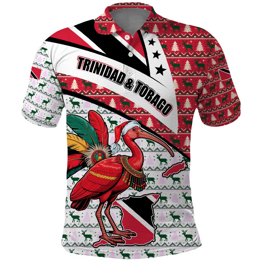 Trinidad and Tobago Christmas Polo Shirt Christmas Bird Santa and Reindeer Design TS04