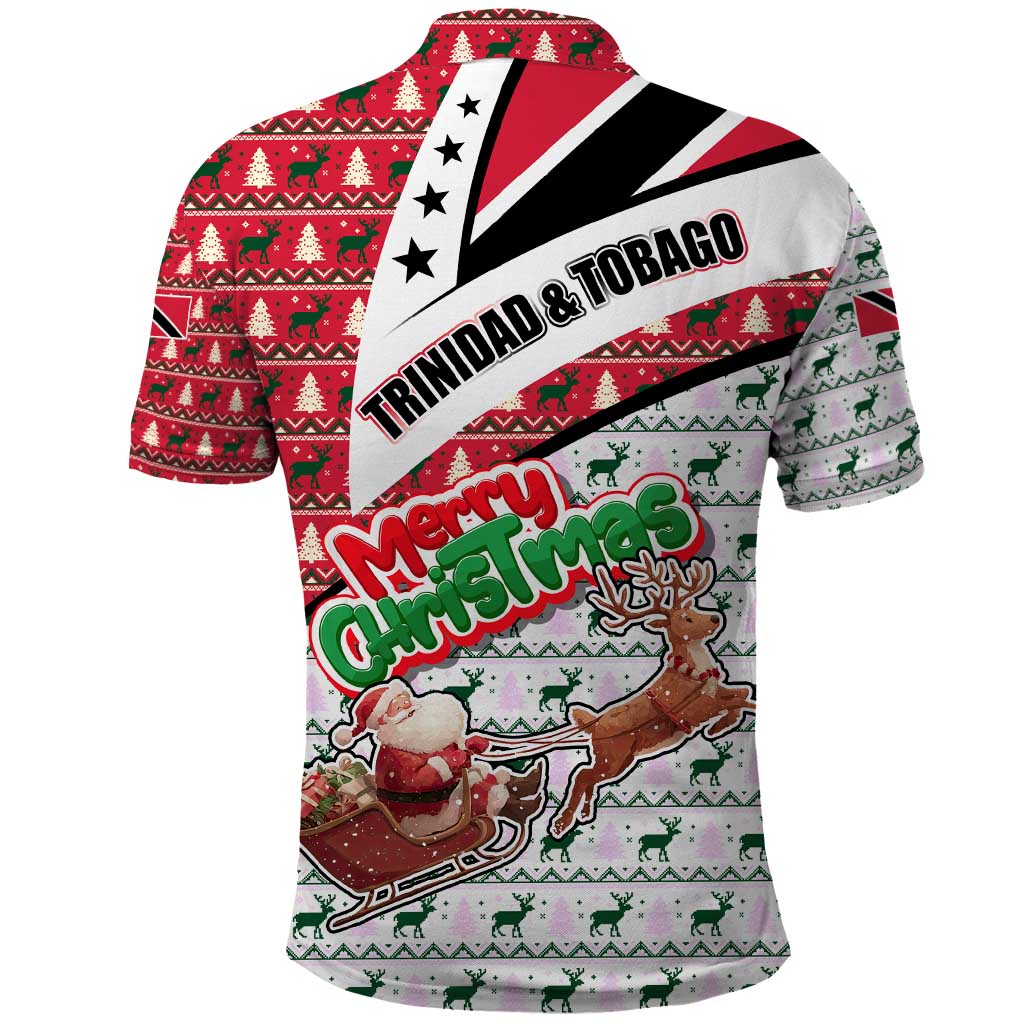 Trinidad and Tobago Christmas Polo Shirt Christmas Bird Santa and Reindeer Design TS04