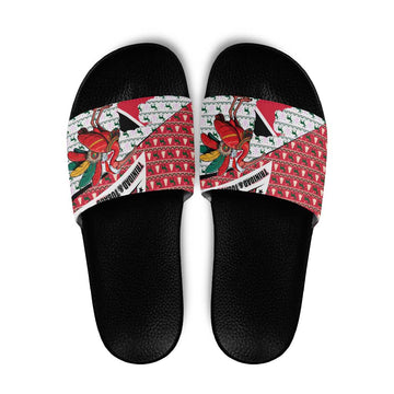 Trinidad and Tobago Christmas Slide Sandals Christmas Bird Santa and Reindeer Design TS04