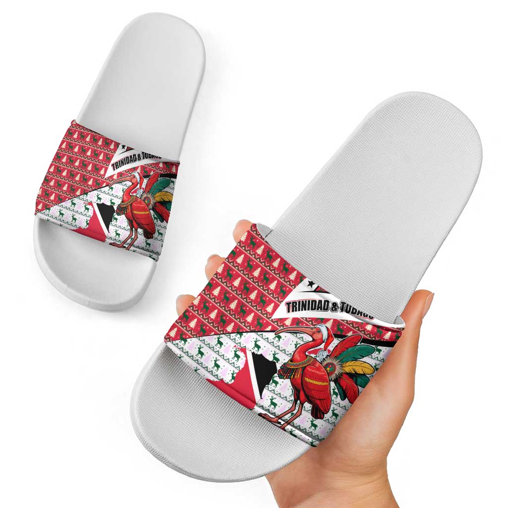 Trinidad and Tobago Christmas Slide Sandals Christmas Bird Santa and Reindeer Design TS04