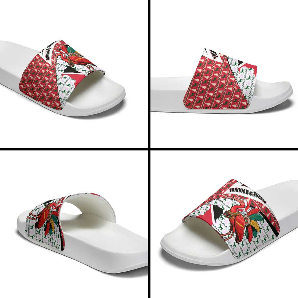 Trinidad and Tobago Christmas Slide Sandals Christmas Bird Santa and Reindeer Design TS04