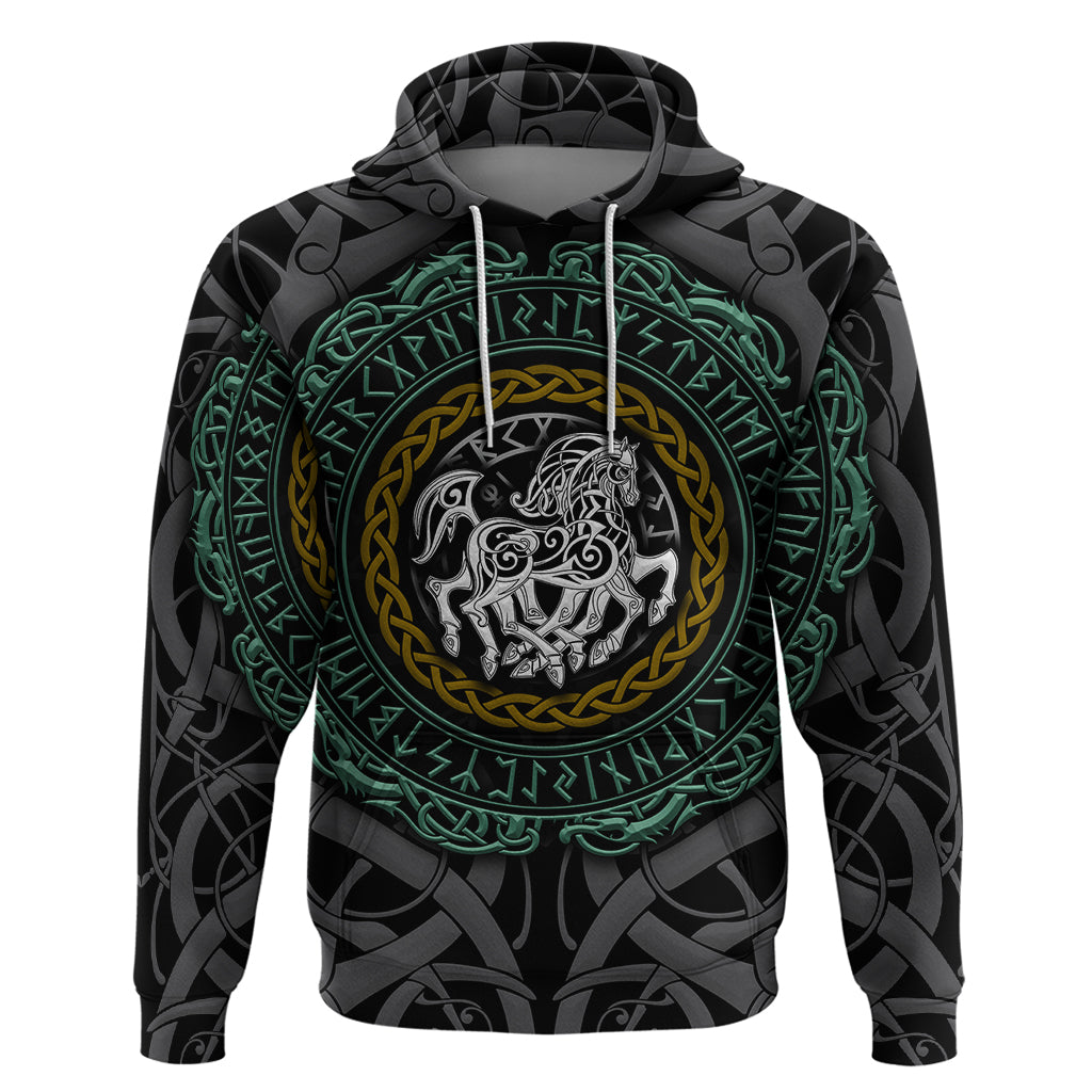 Viking Hoodie Sleipnir symbol and viking pattern art TS04