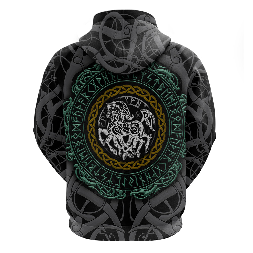 Viking Hoodie Sleipnir symbol and viking pattern art TS04