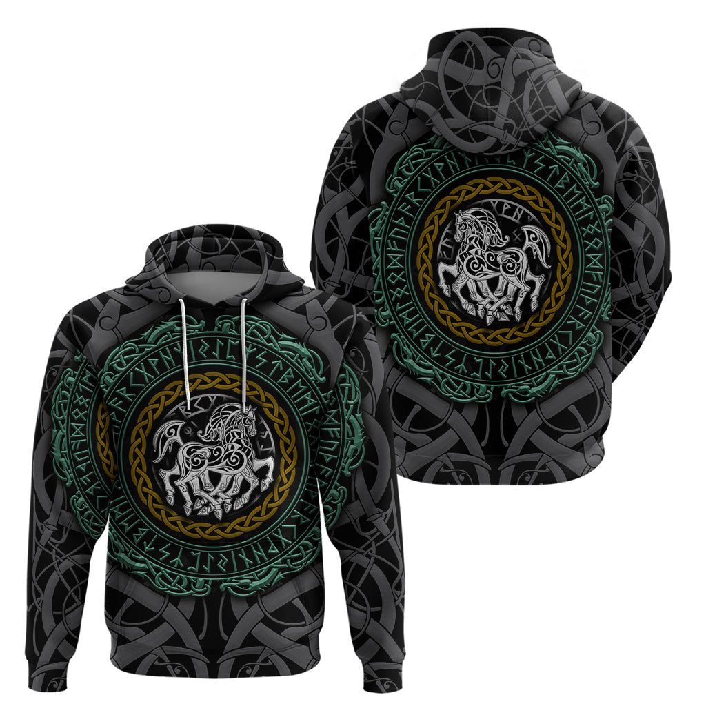 Viking Hoodie Sleipnir symbol and viking pattern art TS04