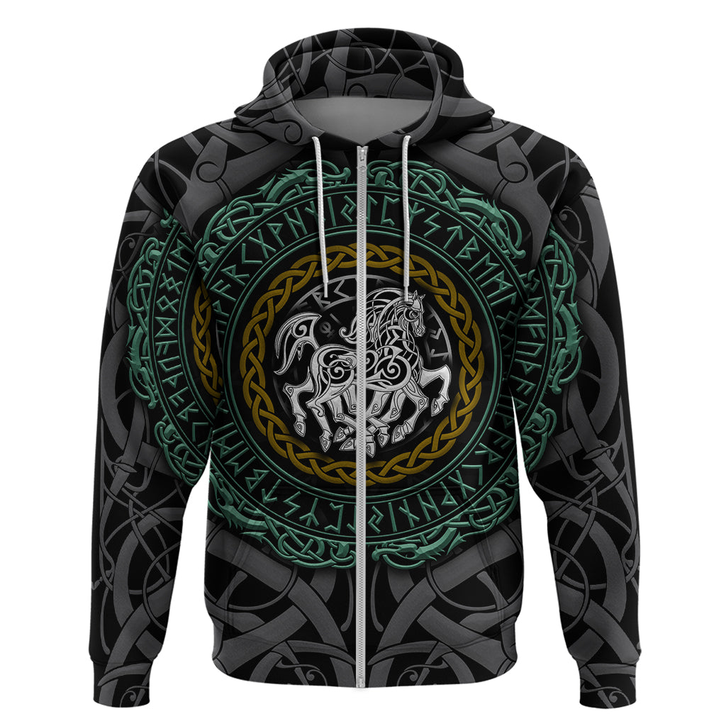 Viking Hoodie Sleipnir symbol and viking pattern art TS04