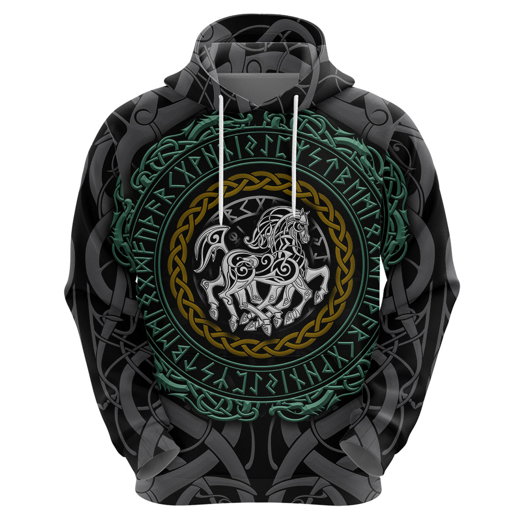 Viking Hoodie Sleipnir symbol and viking pattern art TS04