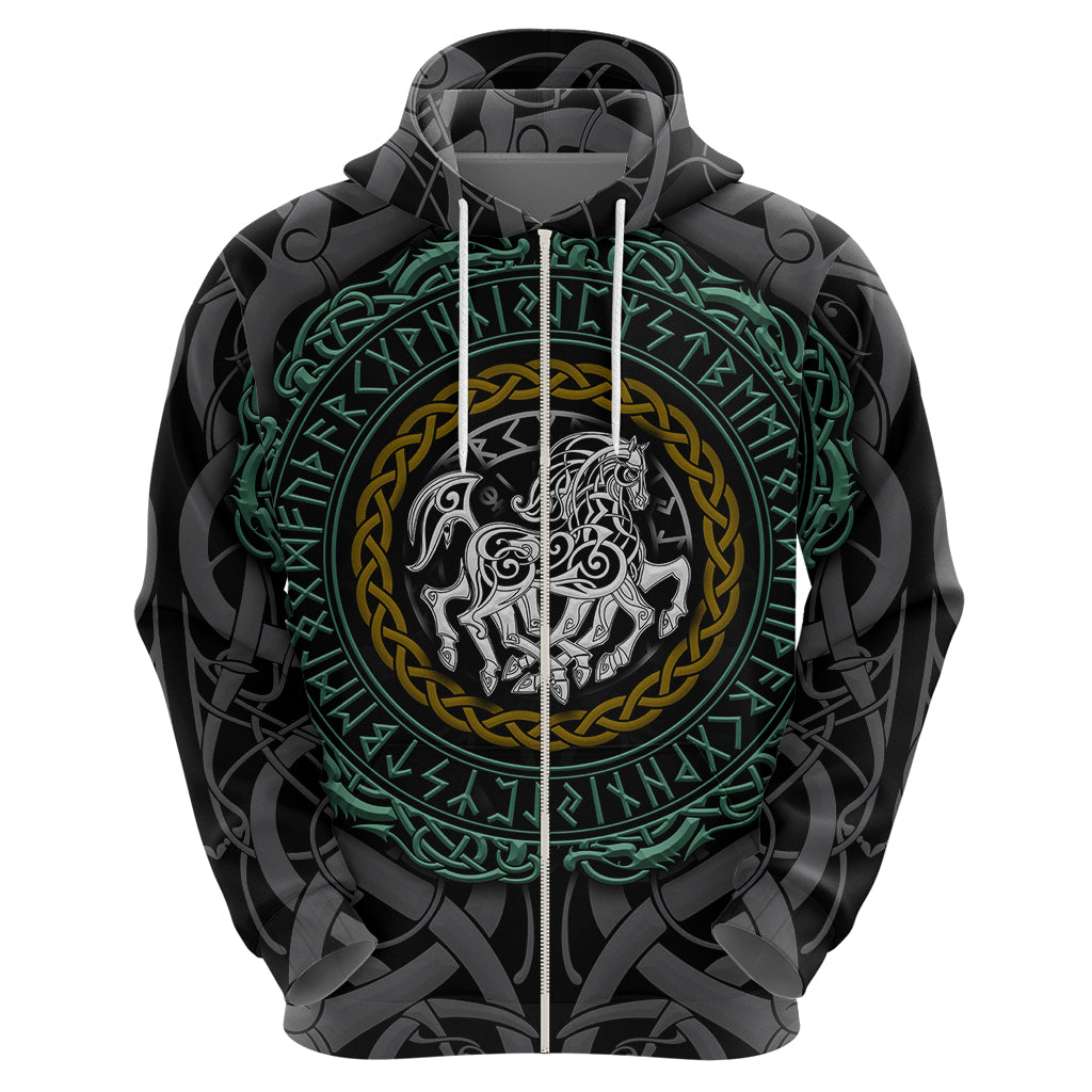 Viking Hoodie Sleipnir symbol and viking pattern art TS04