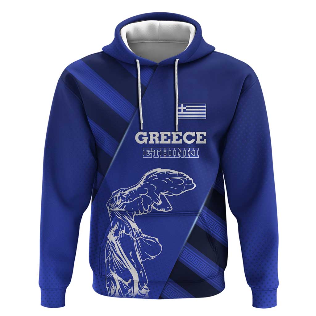 Greek Pride Hoodie with Ancient Sculpture and National Map Graphic TS04