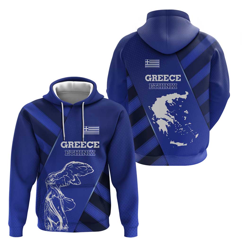 Greek Pride Hoodie with Ancient Sculpture and National Map Graphic TS04