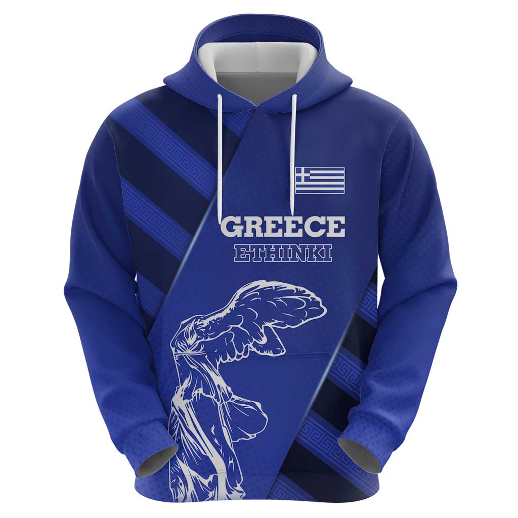 Greek Pride Hoodie with Ancient Sculpture and National Map Graphic TS04