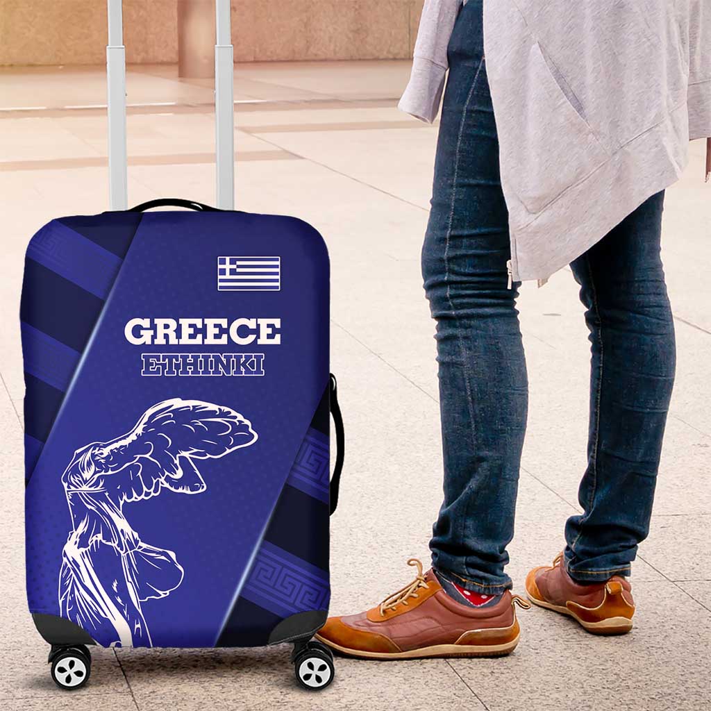 Greek Pride Luggage Cover with Ancient Sculpture and National Map Graphic TS04
