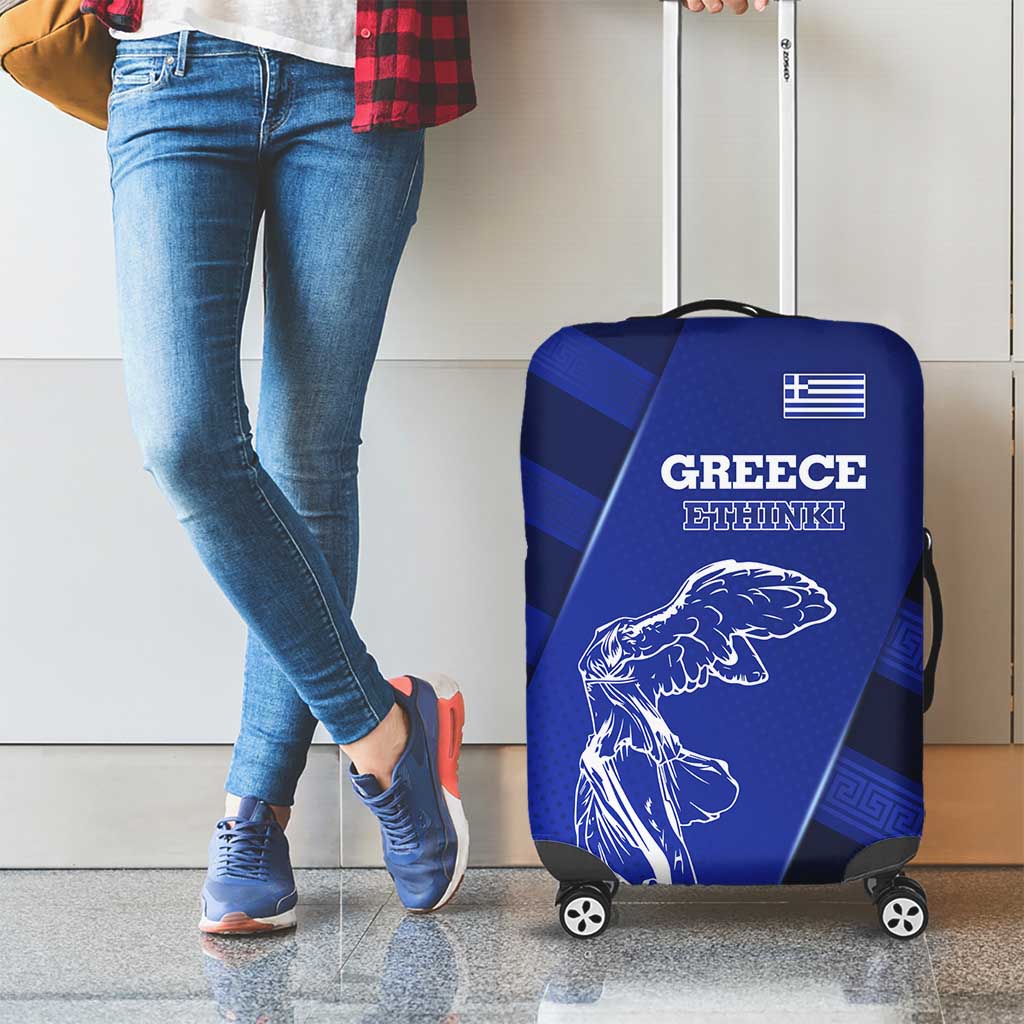 Greek Pride Luggage Cover with Ancient Sculpture and National Map Graphic TS04