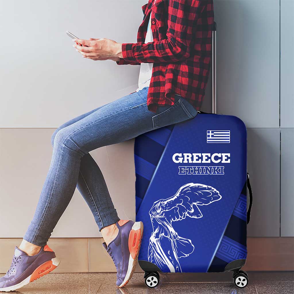 Greek Pride Luggage Cover with Ancient Sculpture and National Map Graphic TS04