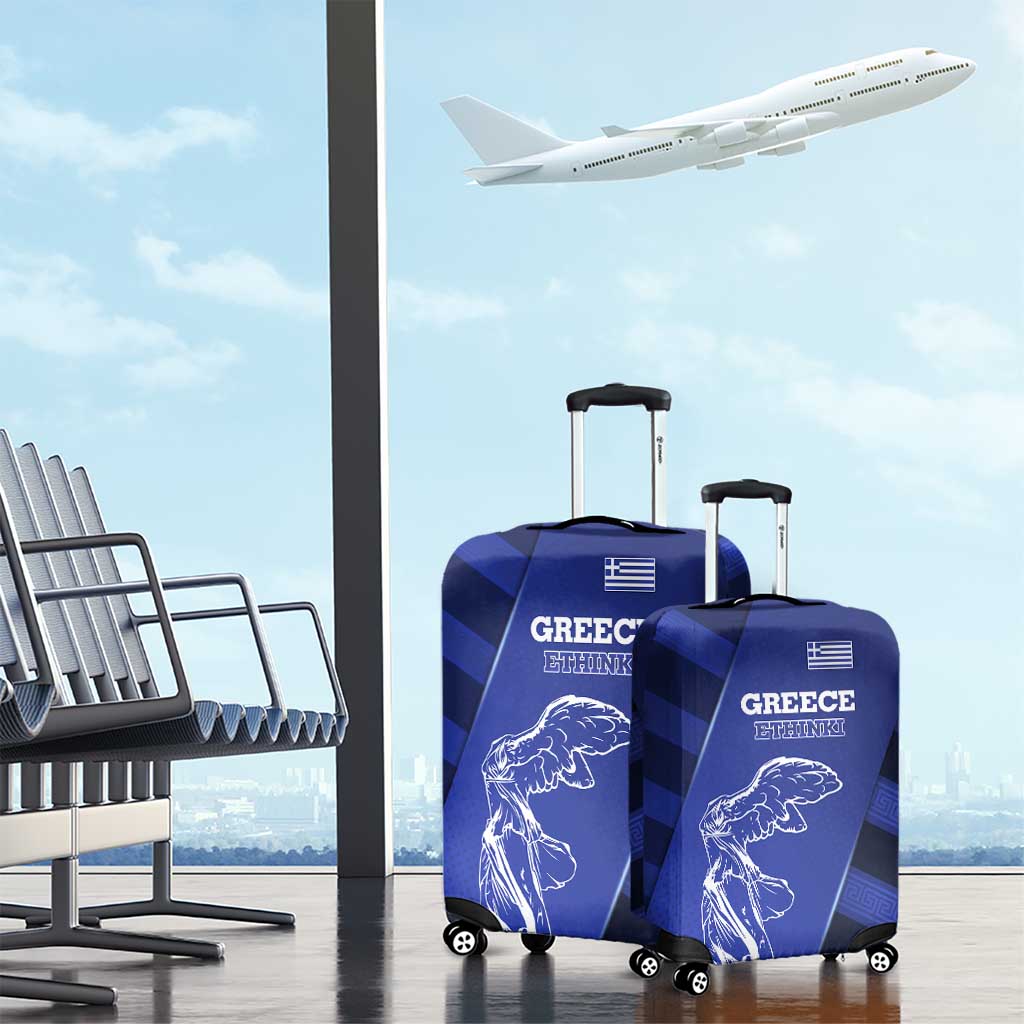 Greek Pride Luggage Cover with Ancient Sculpture and National Map Graphic TS04