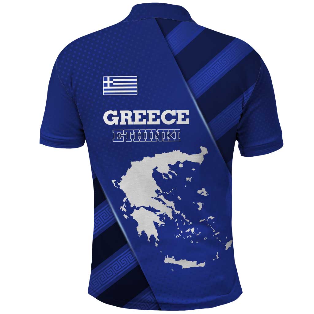 Greek Pride Polo Shirt with Ancient Sculpture and National Map Graphic TS04