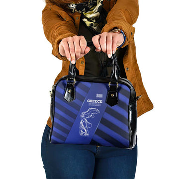 Greek Pride Shoulder Handbag with Ancient Sculpture and National Map Graphic TS04