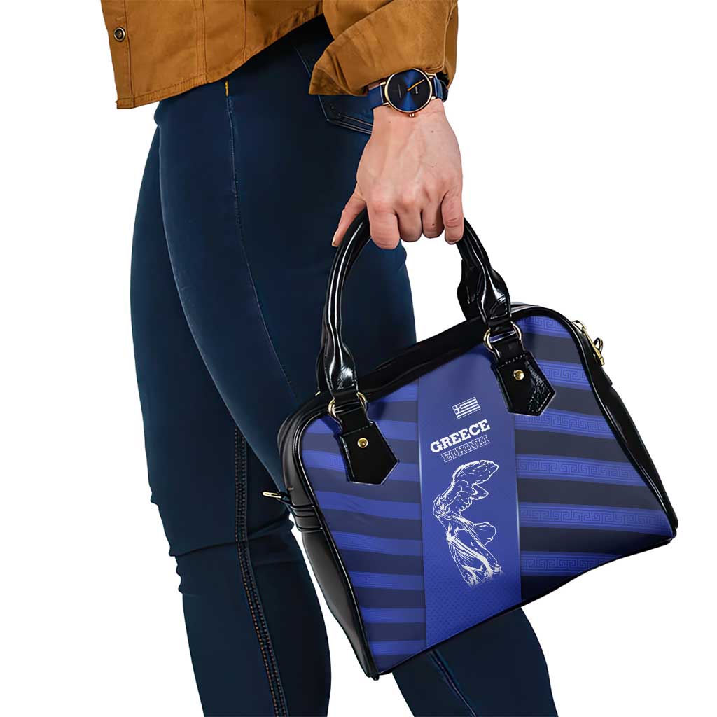 Greek Pride Shoulder Handbag with Ancient Sculpture and National Map Graphic TS04