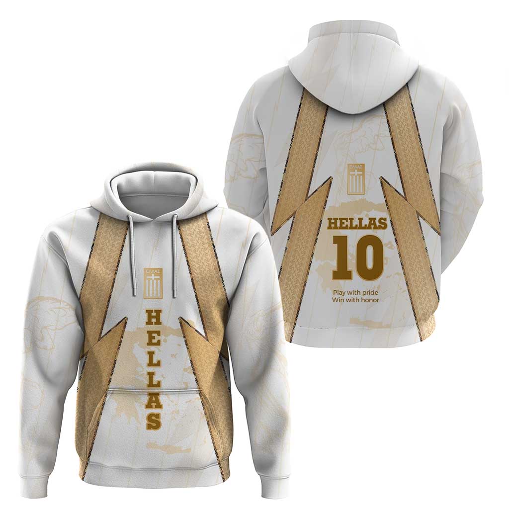 Hellas Athletic Hoodie with Ancient Greek Shield Graphic and Numbered Back TS04