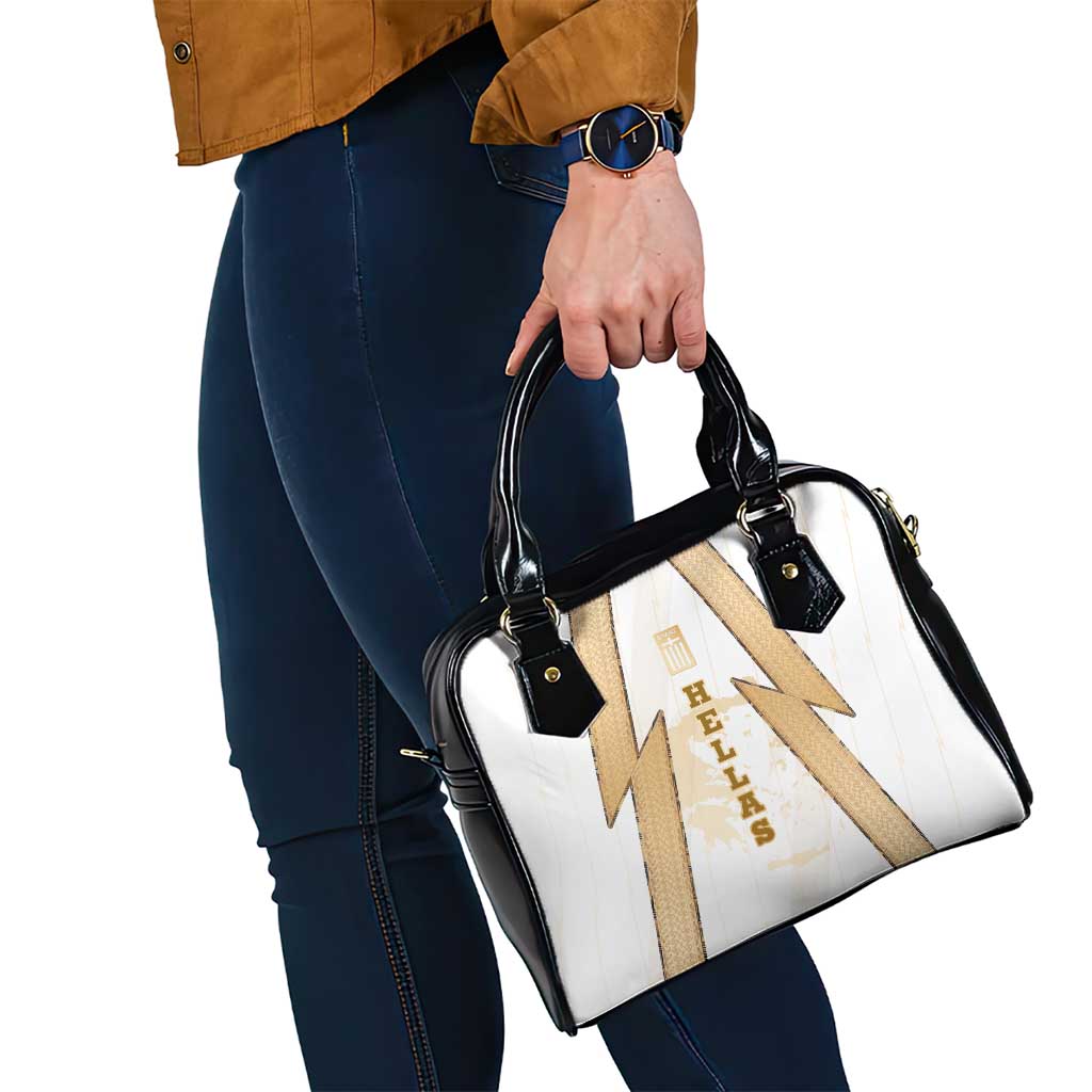 Hellas Athletic Shoulder Handbag with Ancient Greek Shield Graphic and Numbered Back TS04