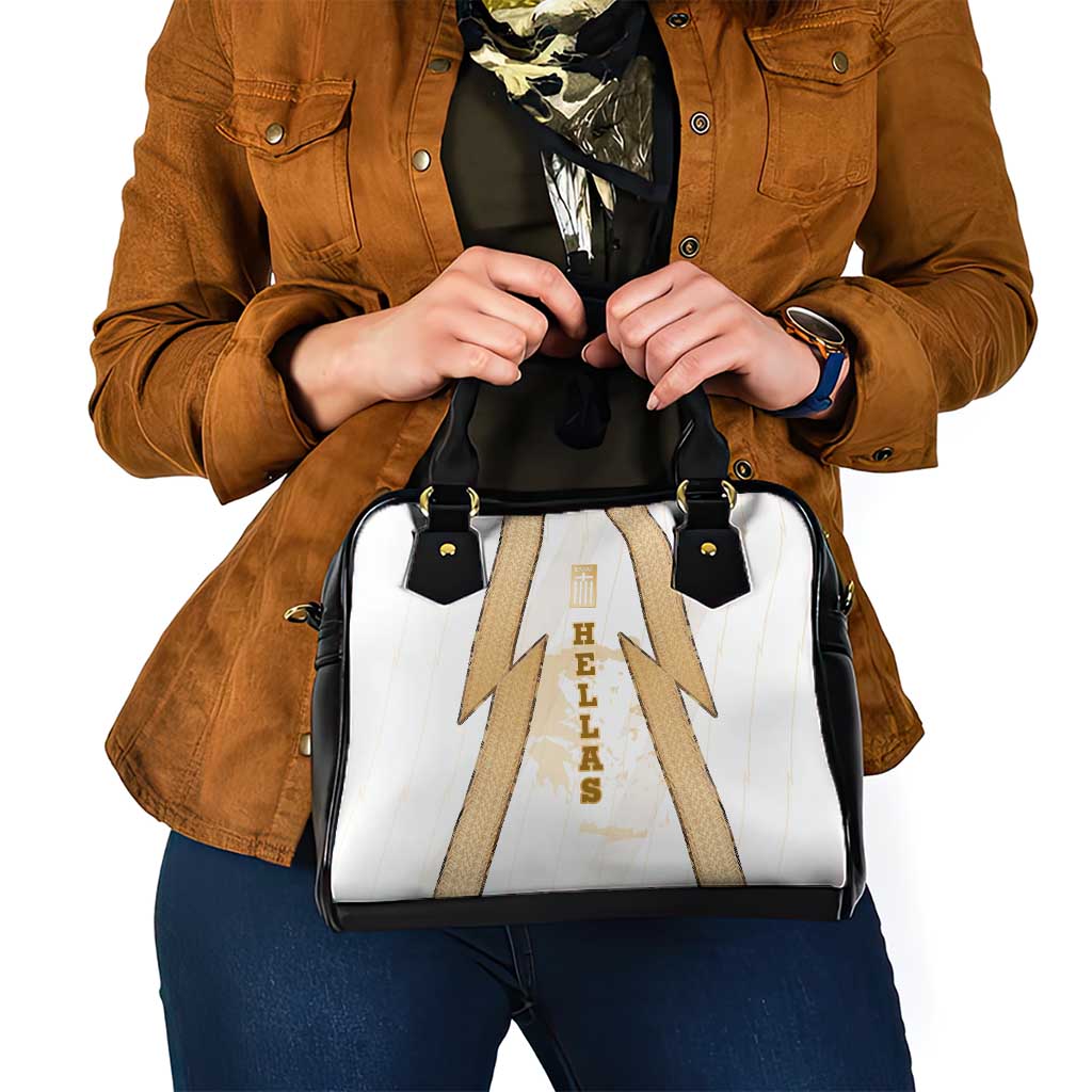Hellas Athletic Shoulder Handbag with Ancient Greek Shield Graphic and Numbered Back TS04