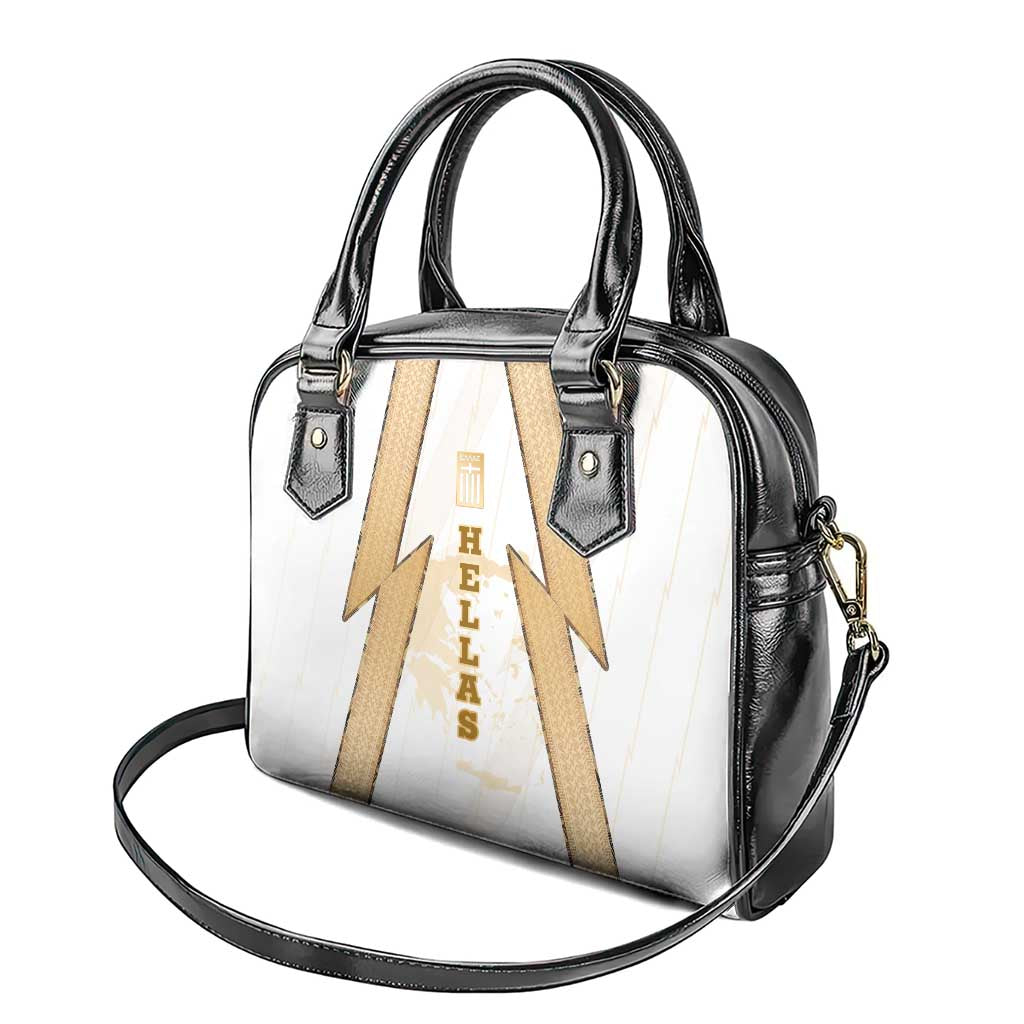 Hellas Athletic Shoulder Handbag with Ancient Greek Shield Graphic and Numbered Back TS04