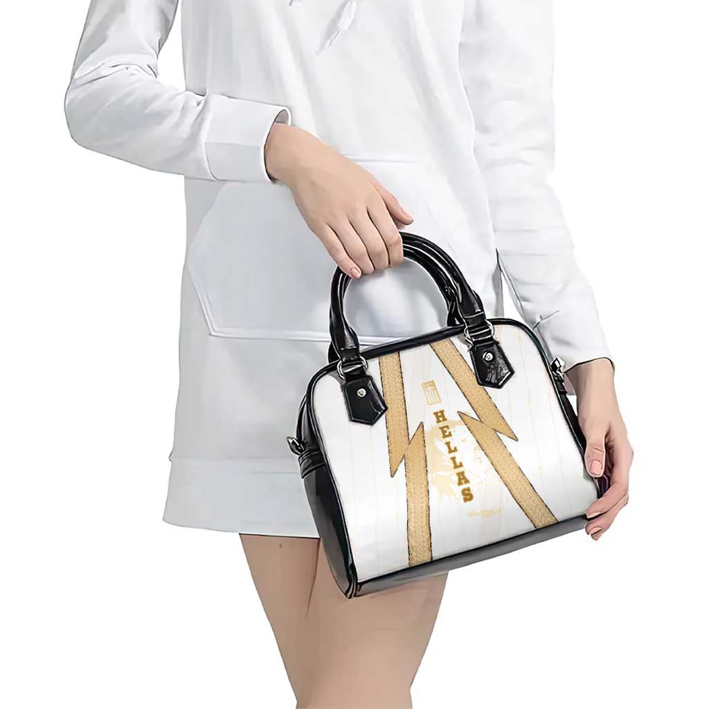 Hellas Athletic Shoulder Handbag with Ancient Greek Shield Graphic and Numbered Back TS04