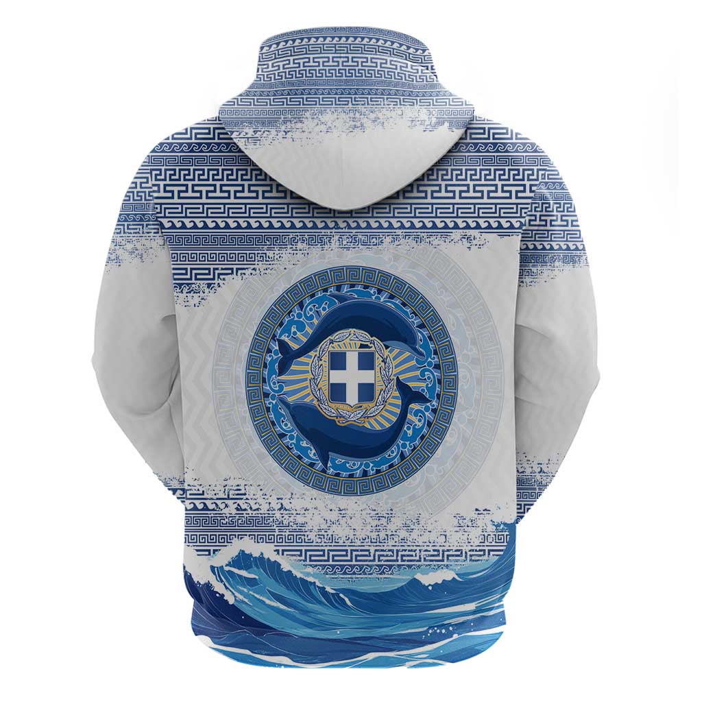 Greece Dolphin Hoodie with Greek Key Pattern and Ocean Wave Design TS04