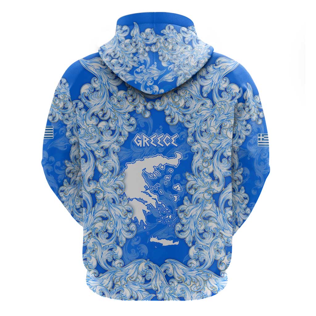 Greece Baroque Pattern Hoodie with Greek Flag Crest and Country Map TS04