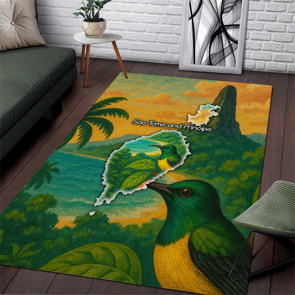 Sao Tome and Principe Area Rug Tropical Island Bird and Cocoa Forest TS04