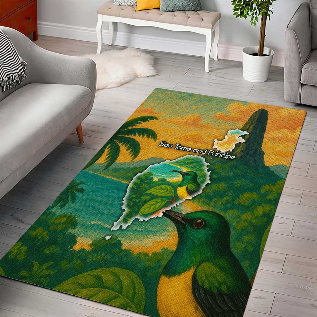 Sao Tome and Principe Area Rug Tropical Island Bird and Cocoa Forest TS04
