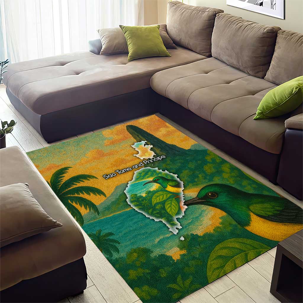 Sao Tome and Principe Area Rug Tropical Island Bird and Cocoa Forest TS04
