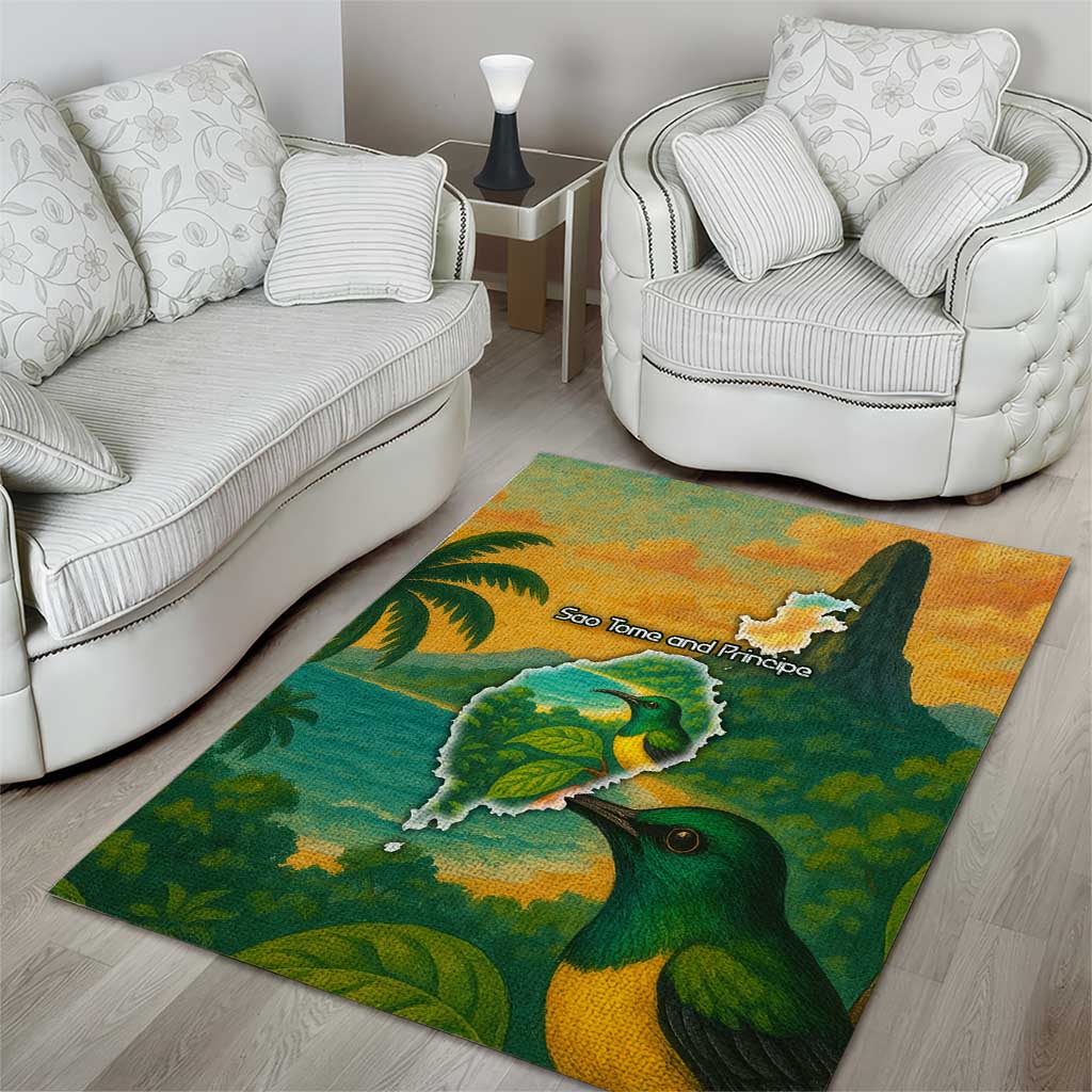 Sao Tome and Principe Area Rug Tropical Island Bird and Cocoa Forest TS04