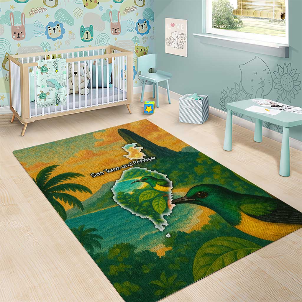 Sao Tome and Principe Area Rug Tropical Island Bird and Cocoa Forest TS04