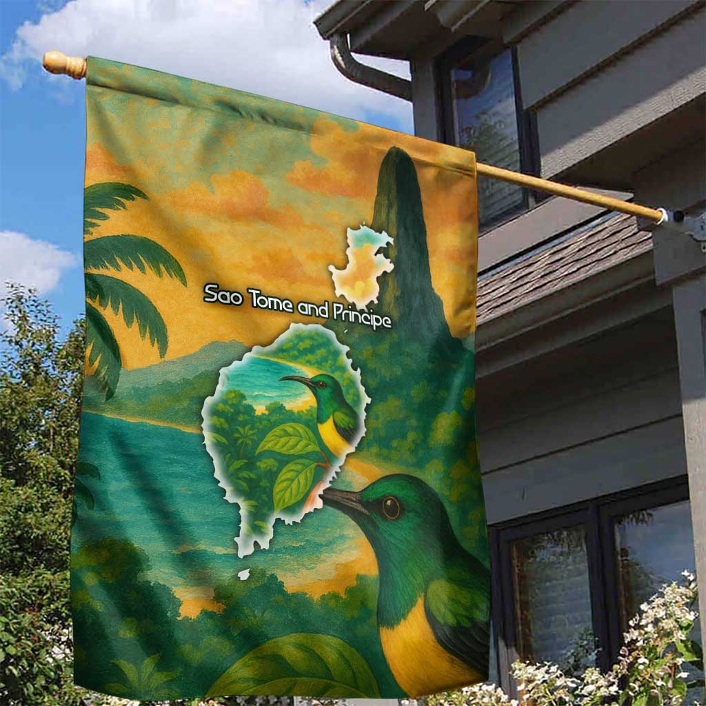 Sao Tome and Principe Garden Flag Tropical Island Bird and Cocoa Forest TS04