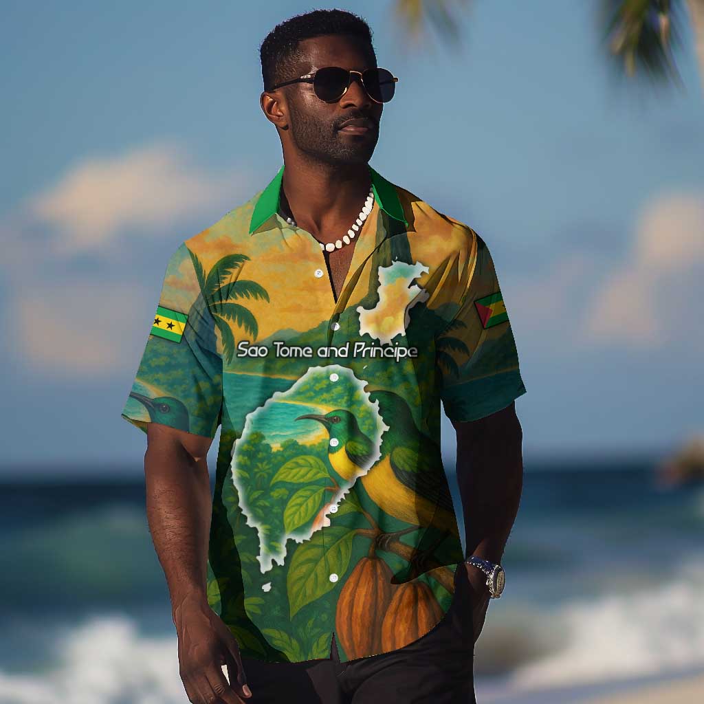 Sao Tome and Principe Hawaiian Shirt Tropical Island Bird and Cocoa Forest TS04