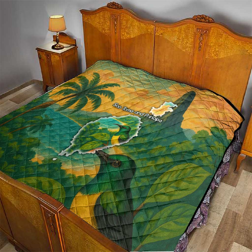 Sao Tome and Principe Quilt Tropical Island Bird and Cocoa Forest TS04