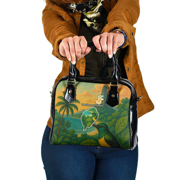 Sao Tome and Principe Tropical Island Shoulder Handbag with Bird and Cocoa Forest Print TS04