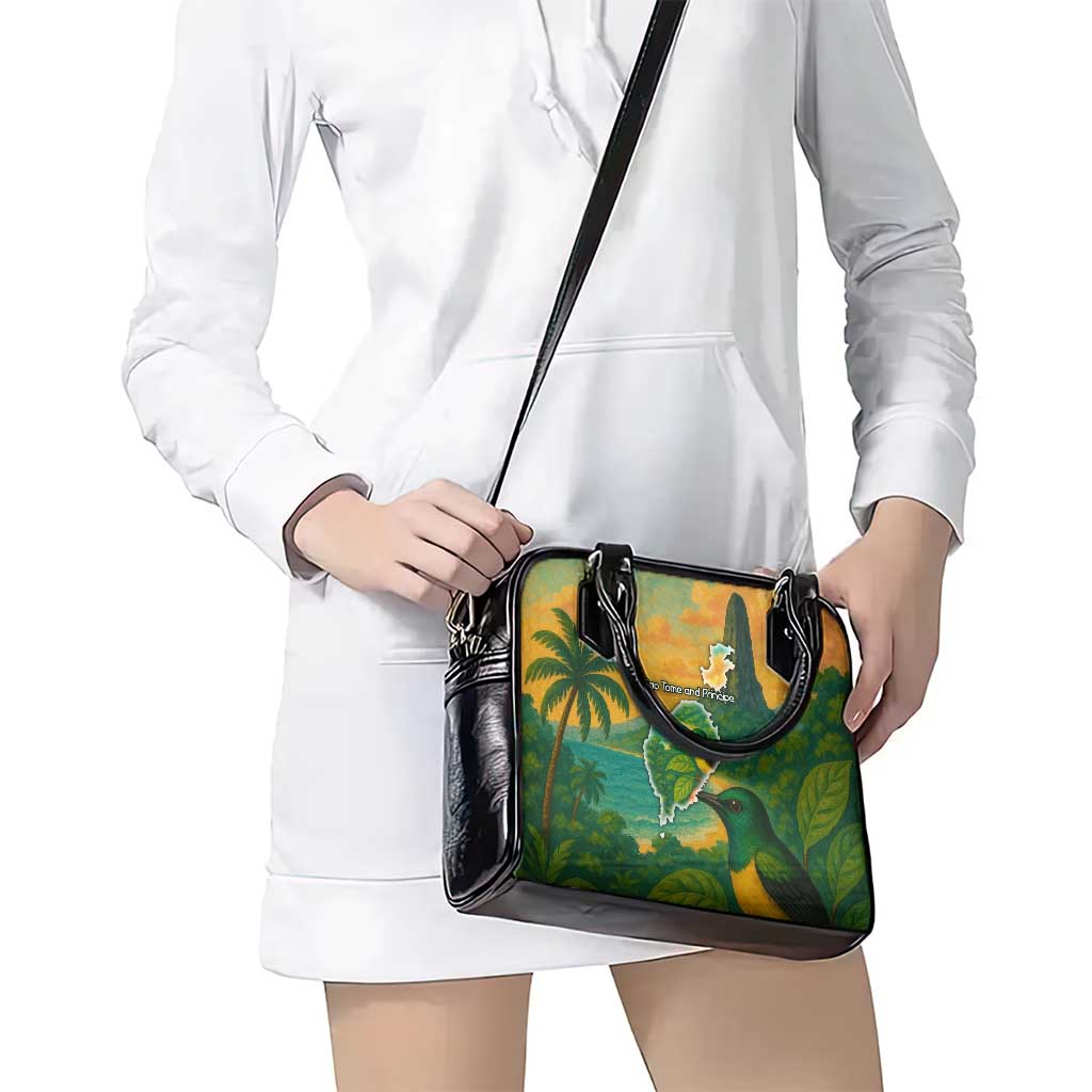Sao Tome and Principe Tropical Island Shoulder Handbag with Bird and Cocoa Forest Print TS04