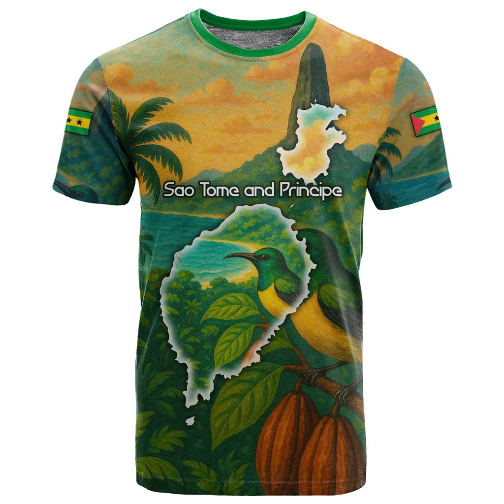 Sao Tome and Principe T shirt Tropical Island Bird and Cocoa Forest TS04