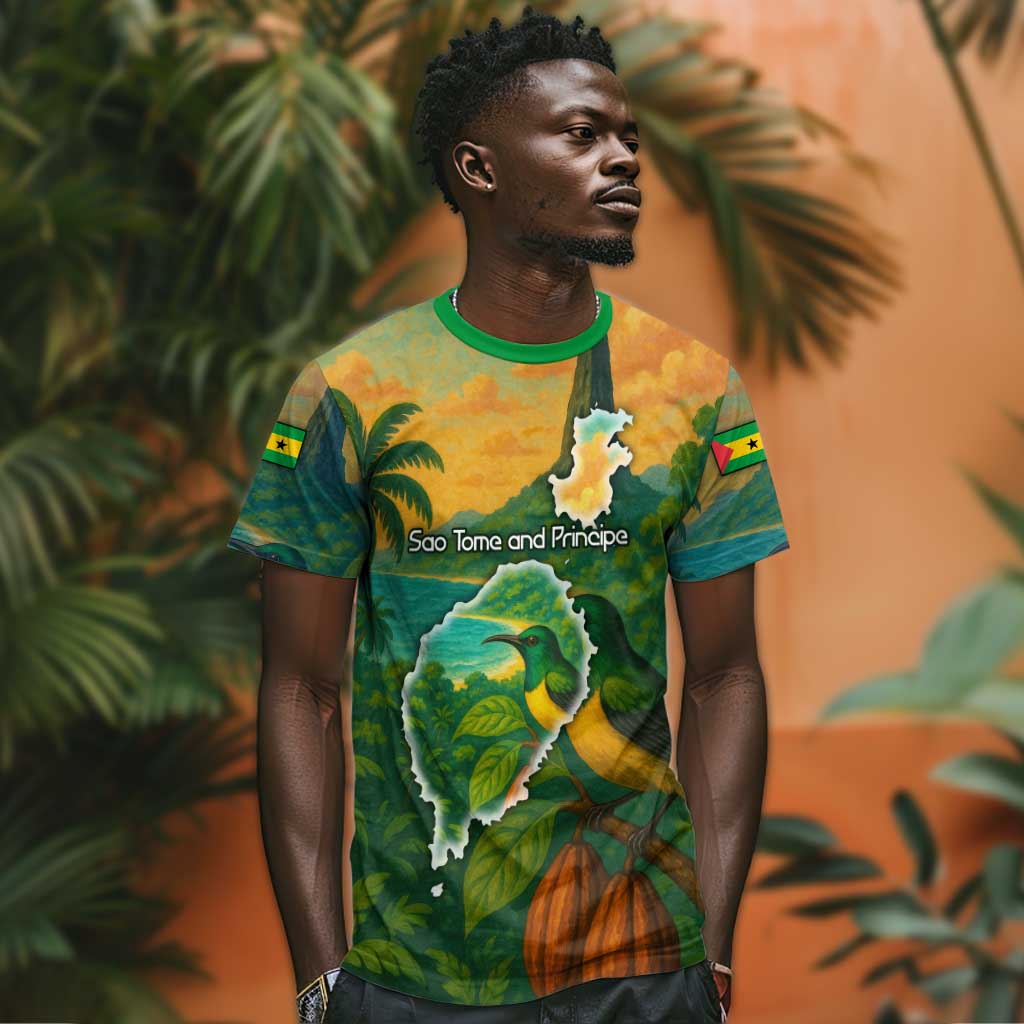 Sao Tome and Principe T shirt Tropical Island Bird and Cocoa Forest TS04