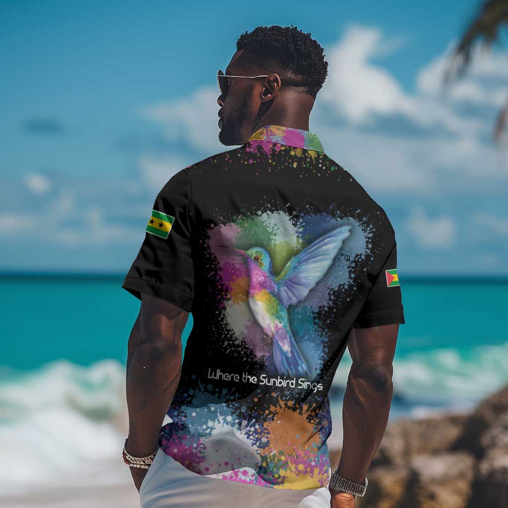Where the Sunbird Sings Hawaiian Shirt Sao Tome and Principe Flag - Color Splash Art TS04