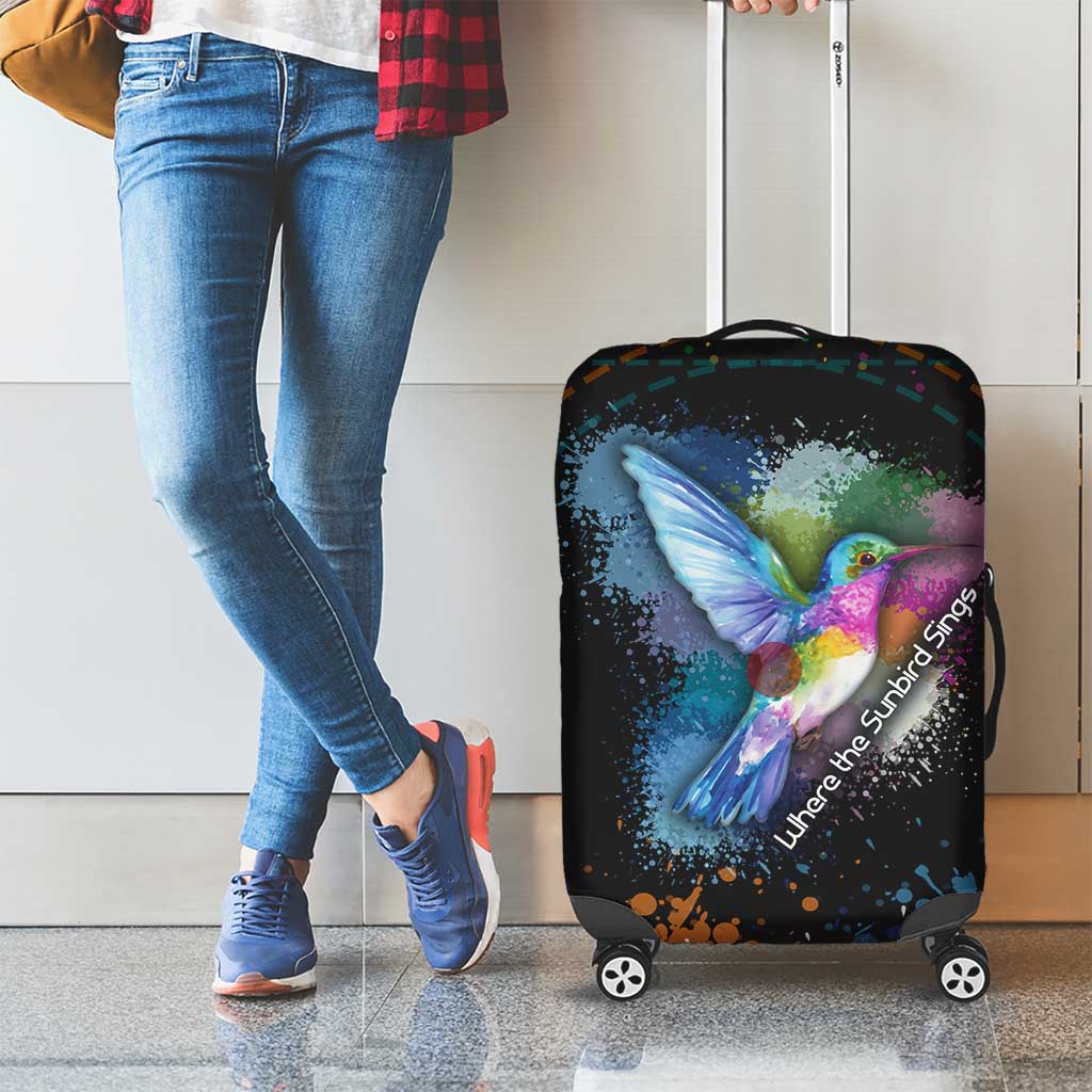 Where the Sunbird Sings Luggage Cover with Sao Tome and Principe Flag and Color Splash Art TS04