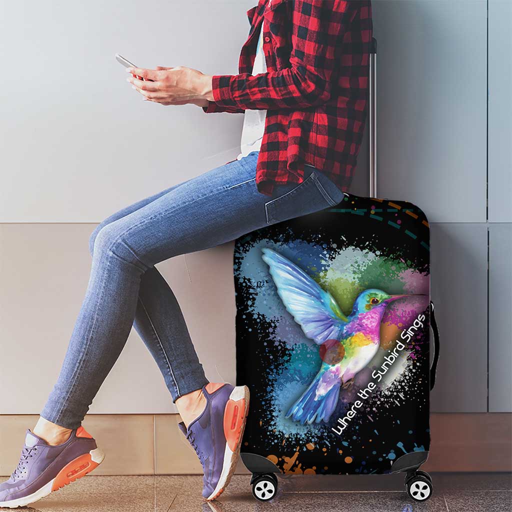 Where the Sunbird Sings Luggage Cover with Sao Tome and Principe Flag and Color Splash Art TS04